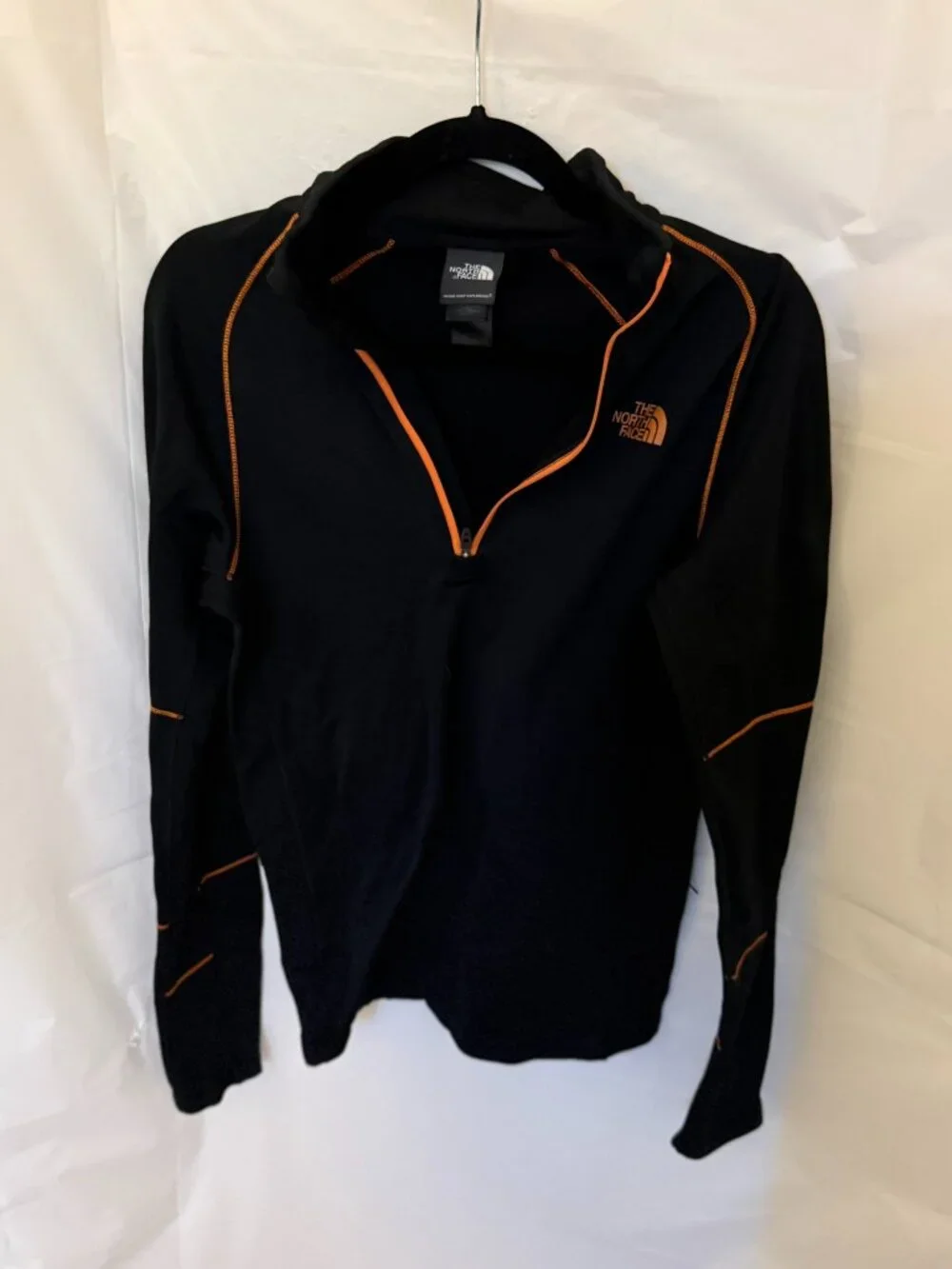 The North Face Black Orange Quarter Zip Fleece M